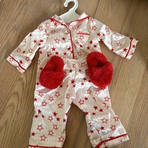 American girl, doll pajama set and slippers